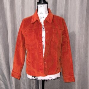 Dressbarn pumpkin orange wide wale cotton corduroy long sleeve blazer or jacket